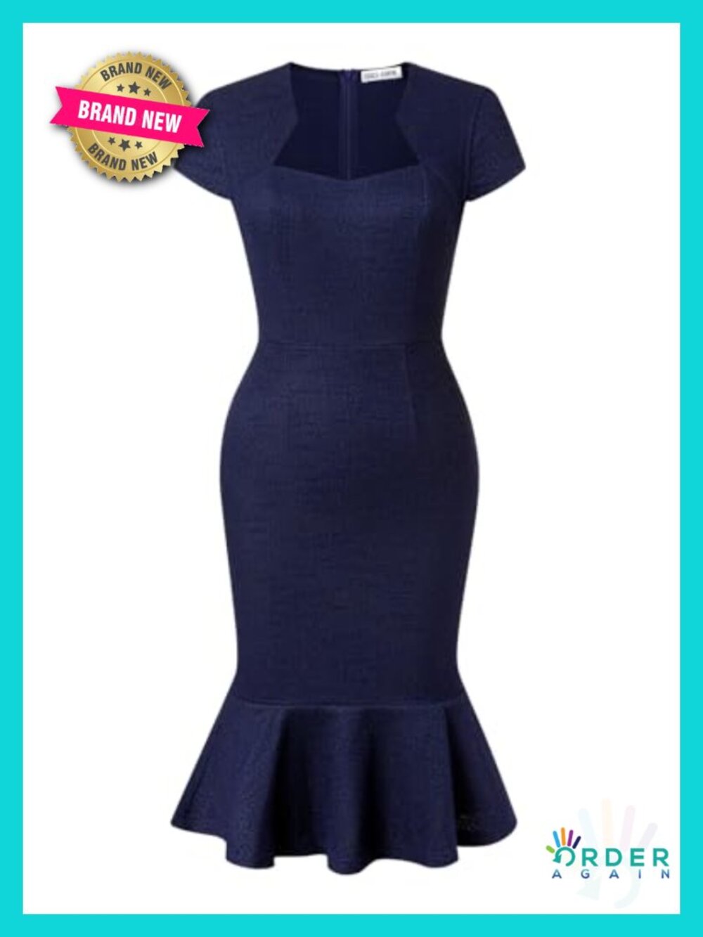 Womens Cocktail Dress Fishtail Tweed Bodycon Pencil KneeLength